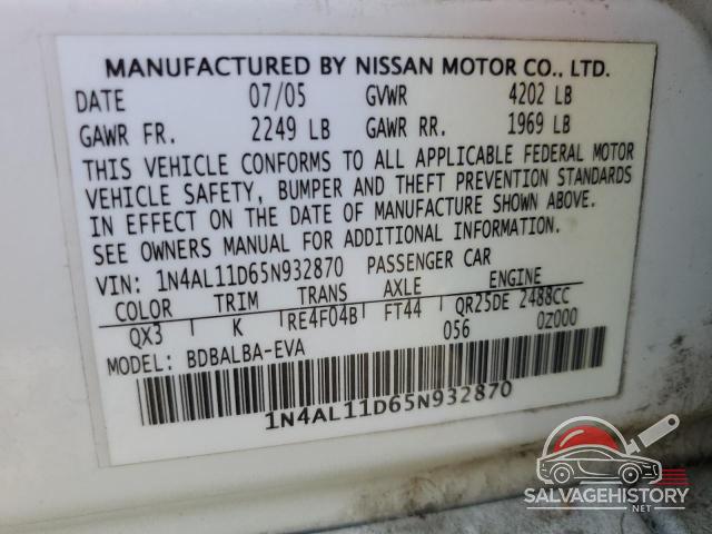 1N4AL11D65N932870 2005 NISSAN ALTIMA photo no. 12