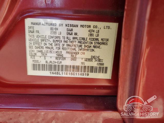 1N4BL11E15C114519 2005 NISSAN ALTIMA photo no. 12