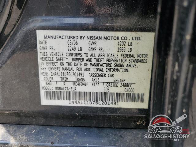 1N4AL11D76C201491 2006 NISSAN ALTIMA photo no. 12