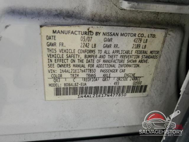 1N4AL21E17N477850 2007 NISSAN ALTIMA photo no. 12