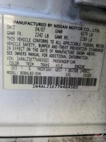 1N4AL21E77N464505 2007 NISSAN ALTIMA photo no. 12