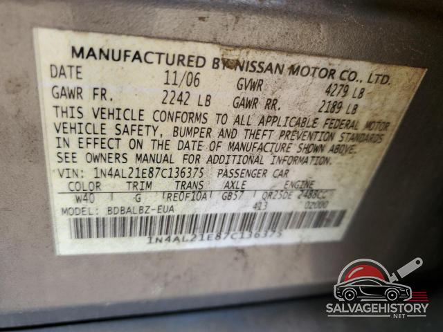 1N4AL21E87C136375 2007 NISSAN ALTIMA photo no. 12
