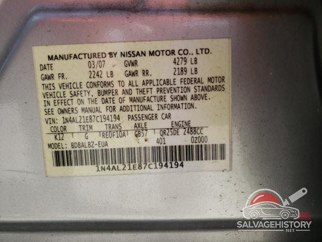 1N4AL21E87C194194 2007 NISSAN ALTIMA photo no. 12