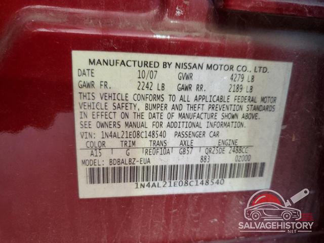 1N4AL21E08C148540 2008 NISSAN ALTIMA photo no. 12
