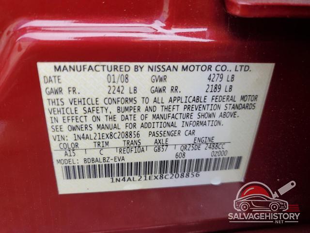 1N4AL21EX8C208856 2008 NISSAN ALTIMA photo no. 12