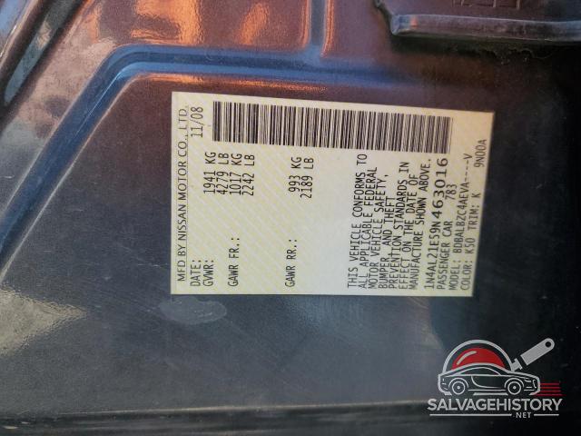 1N4AL21E59N463016 2009 NISSAN ALTIMA photo no. 12
