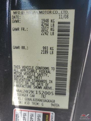 1N4AL24E29C152005 2009 NISSAN ALTIMA photo no. 12