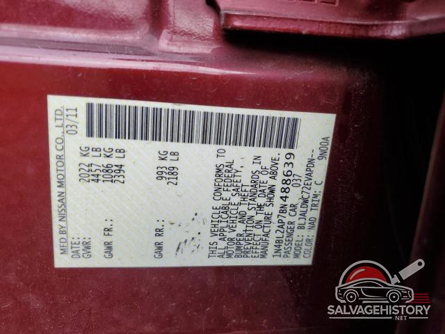 1N4BL2AP7BN488639 2011 NISSAN ALTIMA photo no. 12