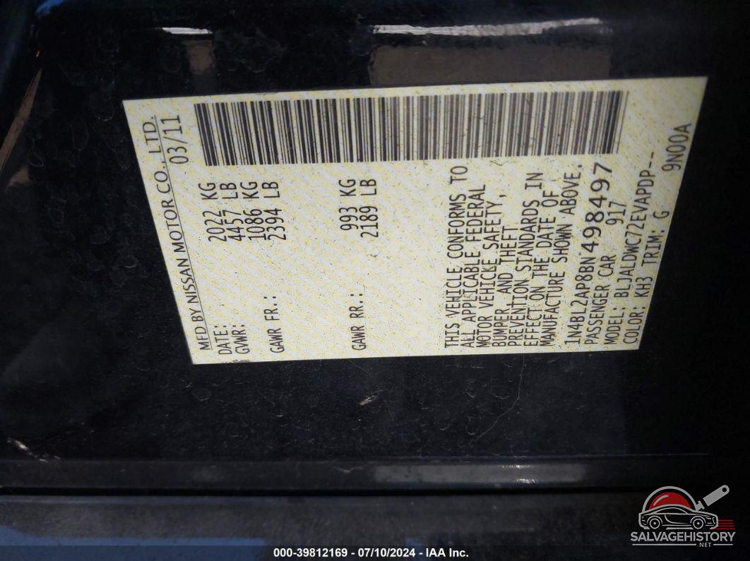 1N4BL2AP8BN498497 2011 NISSAN ALTIMA photo no. 9