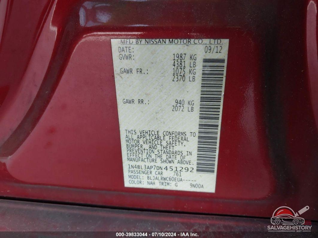 1N4BL3AP7DN451292 2013 NISSAN ALTIMA photo no. 9