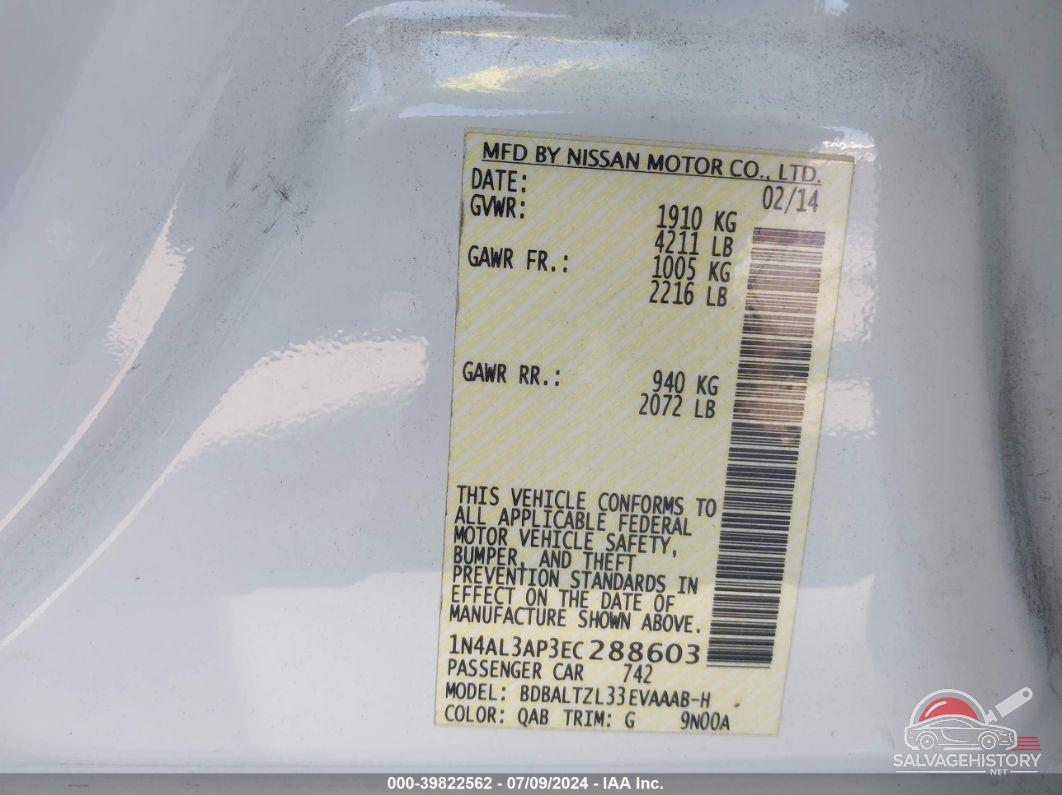1N4AL3AP3EC288603 2014 NISSAN ALTIMA photo no. 9