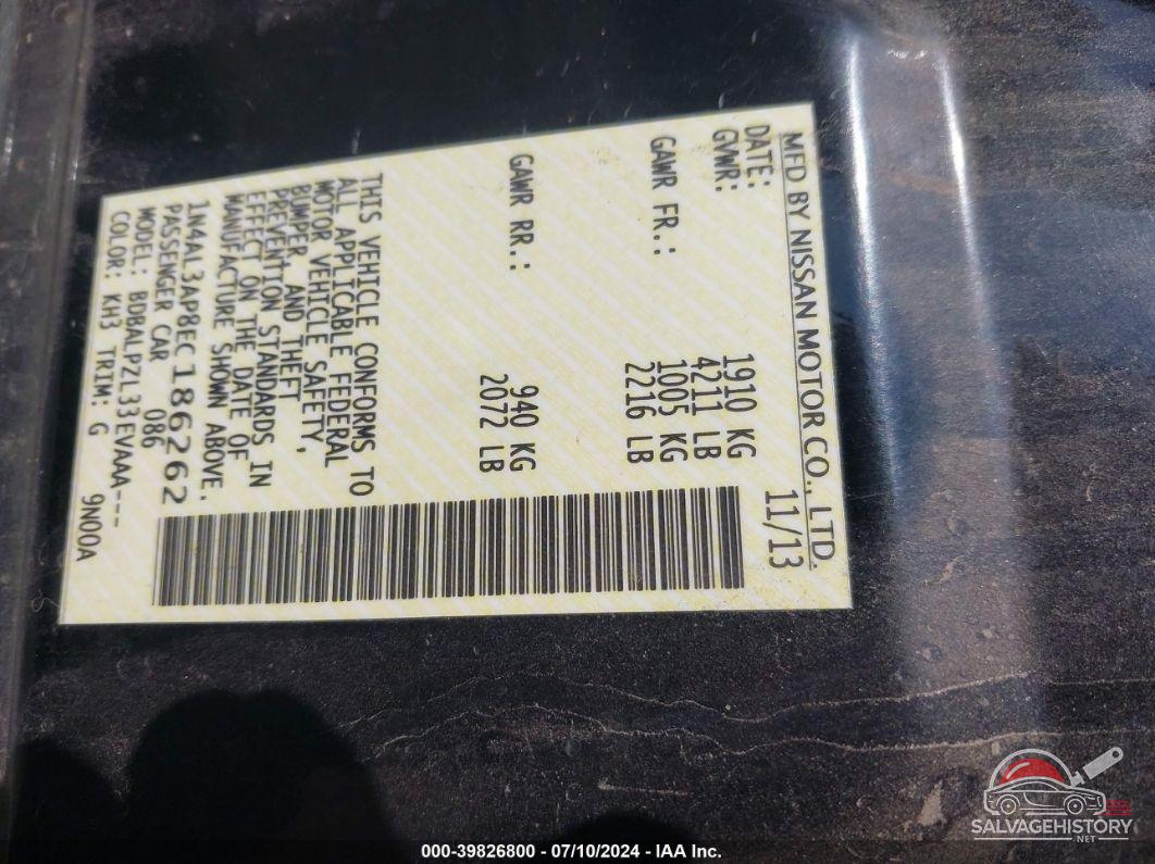 1N4AL3AP8EC186262 2014 NISSAN ALTIMA photo no. 9