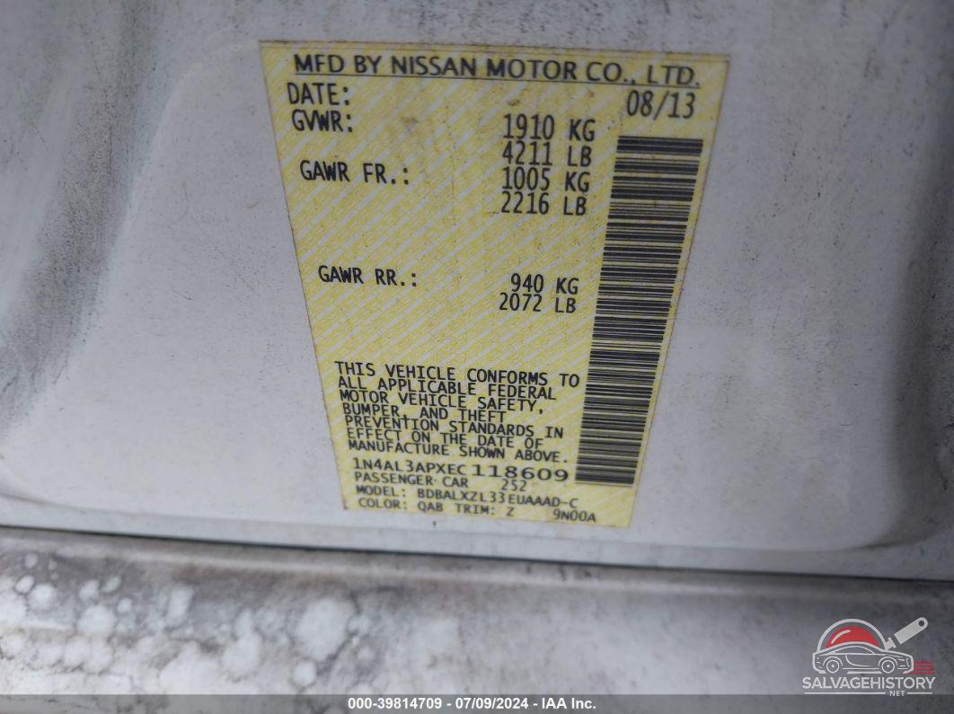 1N4AL3APXEC118609 2014 NISSAN ALTIMA photo no. 9