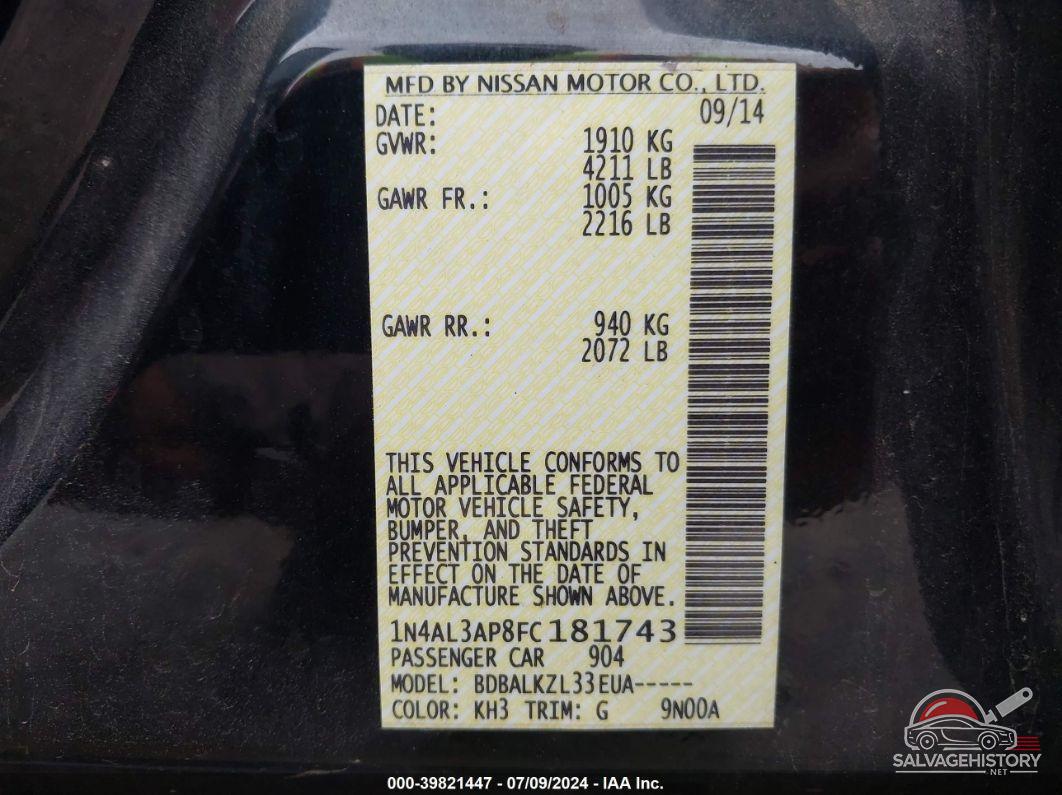 1N4AL3AP8FC181743 2015 NISSAN ALTIMA photo no. 9