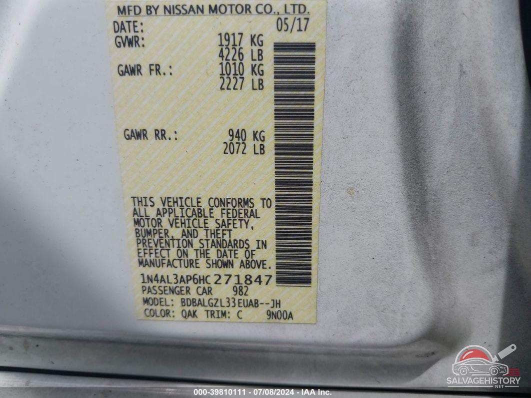 1N4AL3AP6HC271847 2017 NISSAN ALTIMA photo no. 9