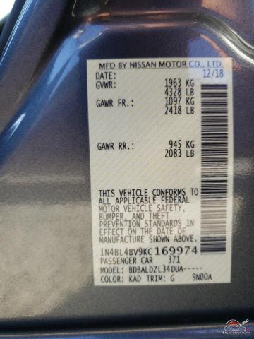 1N4BL4BV9KC169974 2019 NISSAN ALTIMA photo no. 12