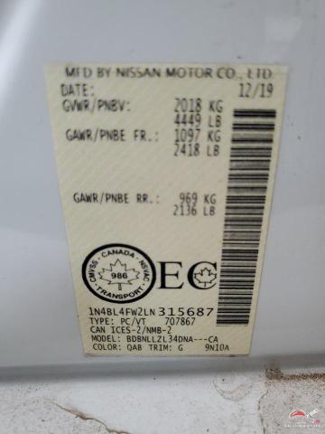 1N4BL4FW2LN315687 2020 NISSAN ALTIMA photo no. 13