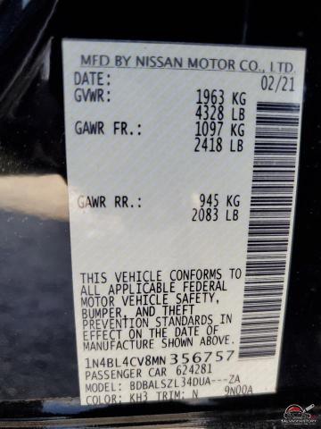 1N4BL4CV8MN356757 2021 NISSAN ALTIMA photo no. 12