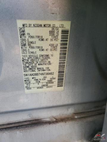 5N1AA08B74N736462 2004 NISSAN ARMADA photo no. 13