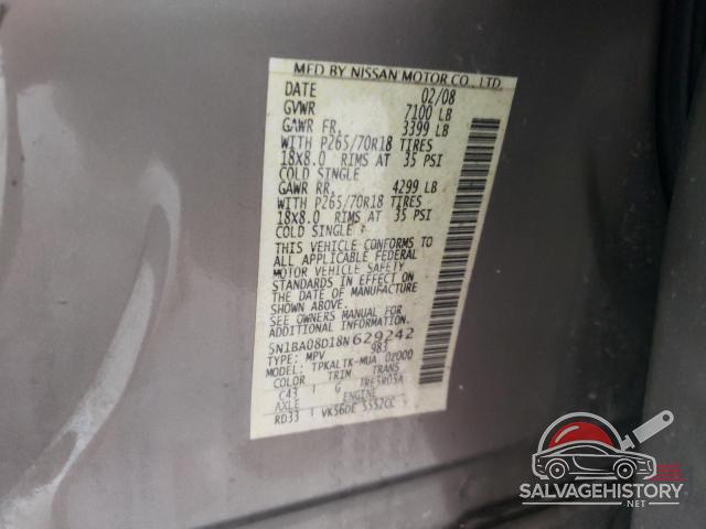 5N1BA08D18N629242 2008 NISSAN ARMADA photo no. 13