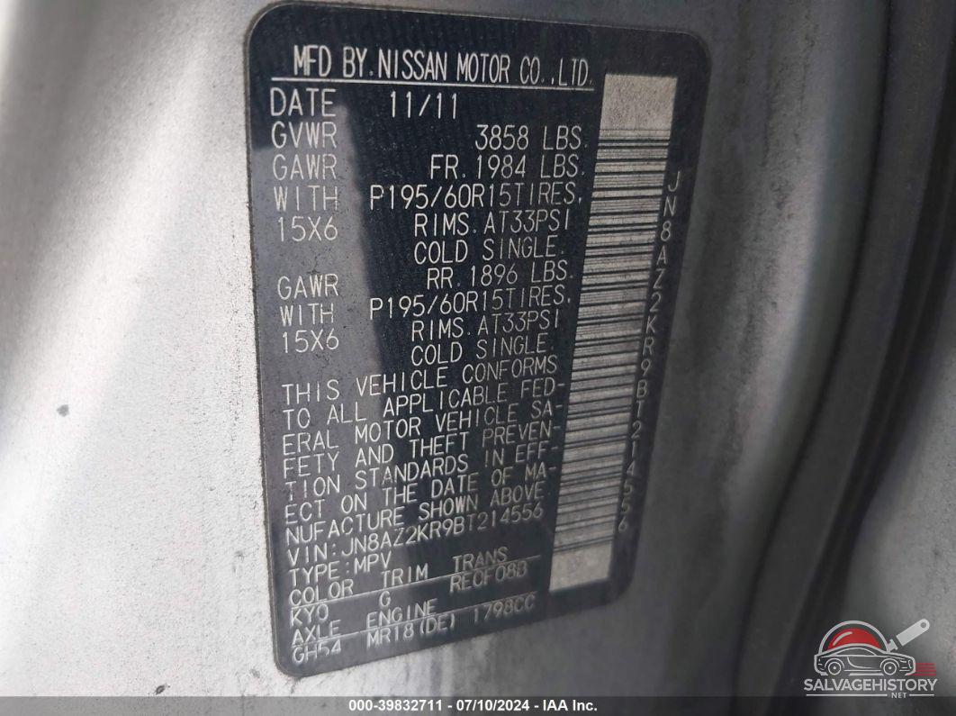 JN8AZ2KR9BT214556 2011 NISSAN CUBE photo no. 9