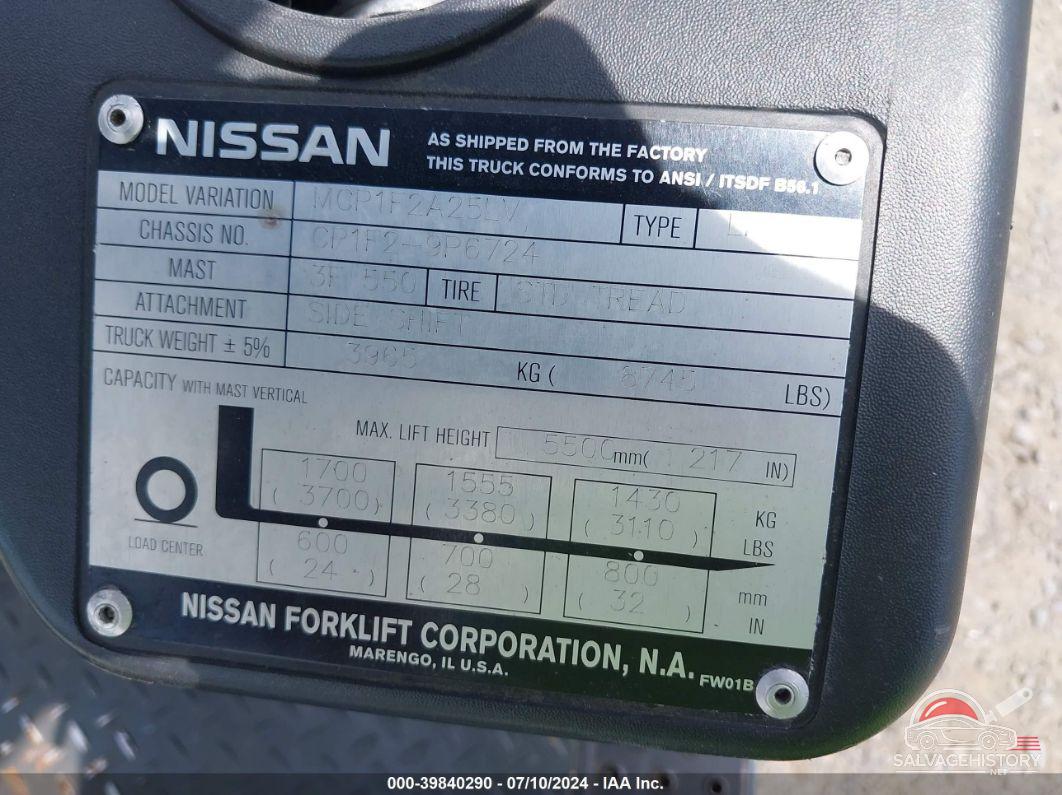 MCP1F2A25LV 2011 NISSAN FORKLIFT photo no. 9