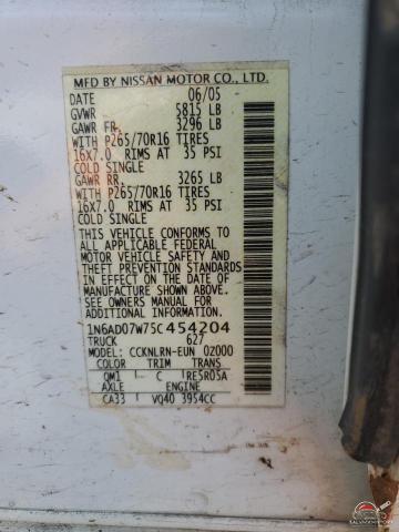 1N6AD07W75C454204 2005 NISSAN FRONTIER photo no. 12