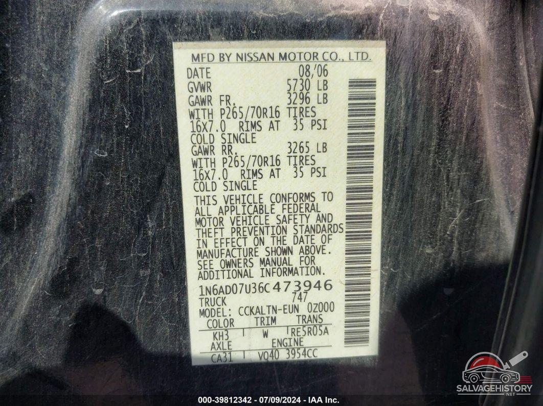 1N6AD07U36C473946 2006 NISSAN FRONTIER photo no. 9