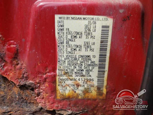1N6AD07WX6C452996 2006 NISSAN FRONTIER photo no. 12