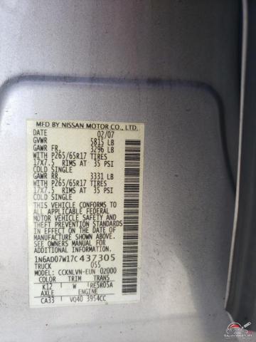 1N6AD07W17C437305 2007 NISSAN FRONTIER photo no. 13