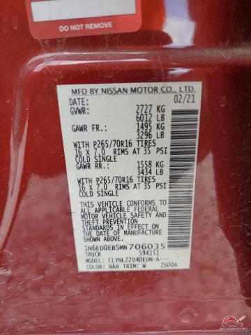 1N6ED0EB5MN706035 2021 NISSAN FRONTIER photo no. 12