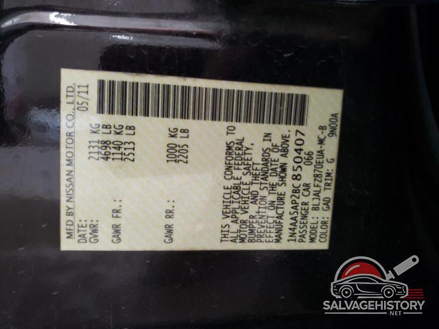1N4AA5AP2BC850407 2011 NISSAN MAXIMA photo no. 12