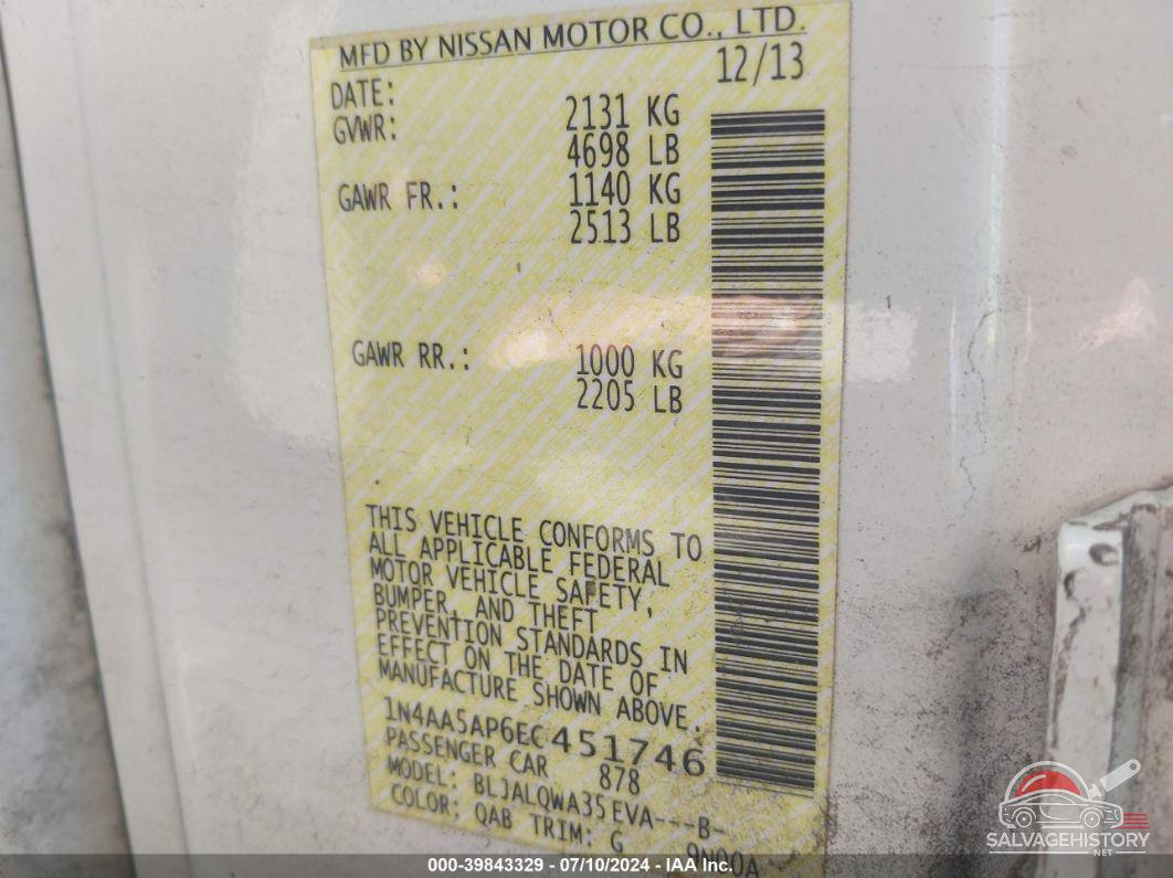 1N4AA5AP6EC451746 2014 NISSAN MAXIMA photo no. 9