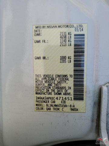 1N4AA5APXEC471451 2014 NISSAN MAXIMA photo no. 12