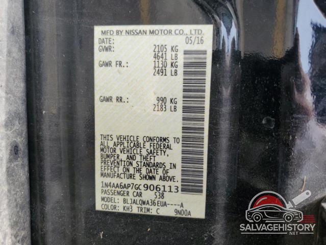 1N4AA6AP7GC906113 2016 NISSAN MAXIMA photo no. 12