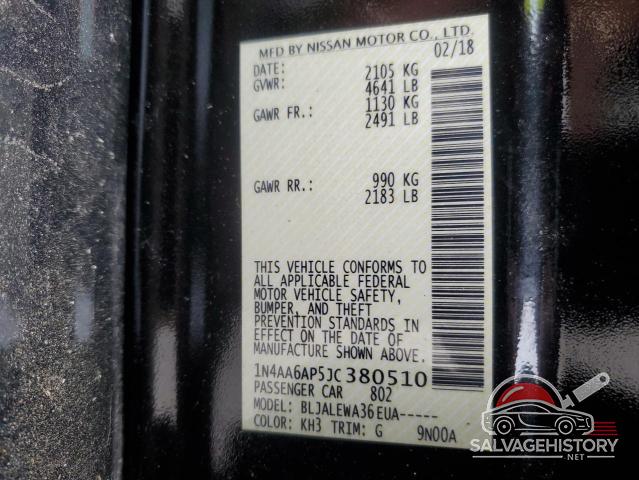1N4AA6AP5JC380510 2018 NISSAN MAXIMA photo no. 12