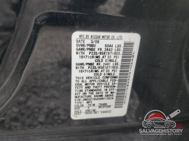 JN8AZ18UX9W012629 2009 NISSAN MURANO photo no. 13