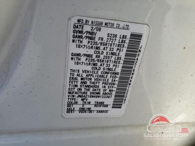 JN8AZ18W49W122397 2009 NISSAN MURANO photo no. 12