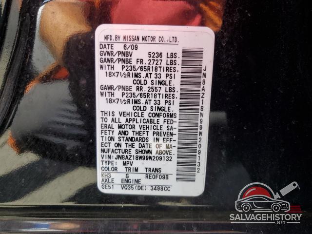 JN8AZ18W99W209132 2009 NISSAN MURANO photo no. 14