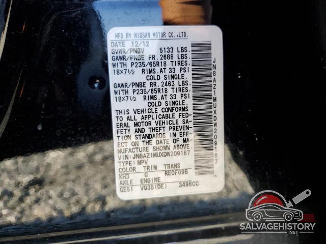 JN8AZ1MUXDW209167 2013 NISSAN MURANO photo no. 13