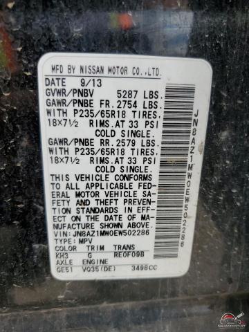 JN8AZ1MW0EW502286 2014 NISSAN MURANO photo no. 13