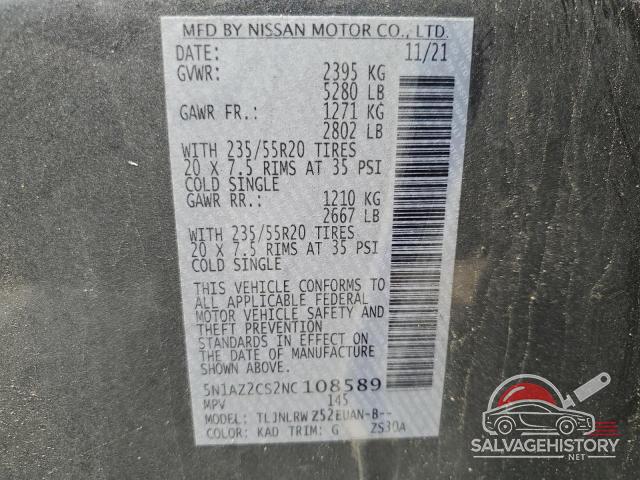 5N1AZ2CS2NC108589 2022 NISSAN MURANO photo no. 13
