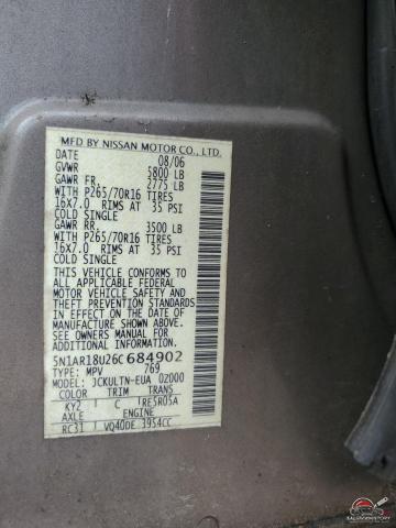 5N1AR18U26C684902 2006 NISSAN PATHFINDER photo no. 13
