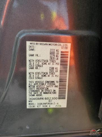 5N1AR18U99C602300 2009 NISSAN PATHFINDER photo no. 13