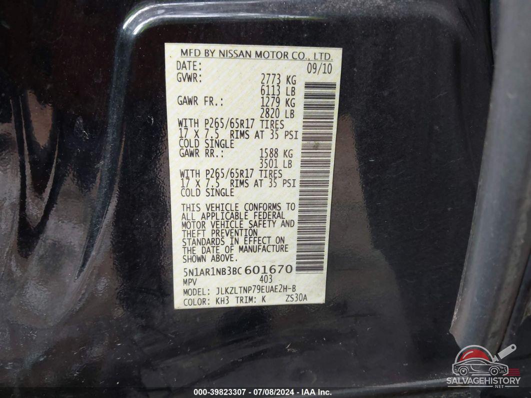 5N1AR1NB3BC601670 2011 NISSAN PATHFINDER photo no. 9
