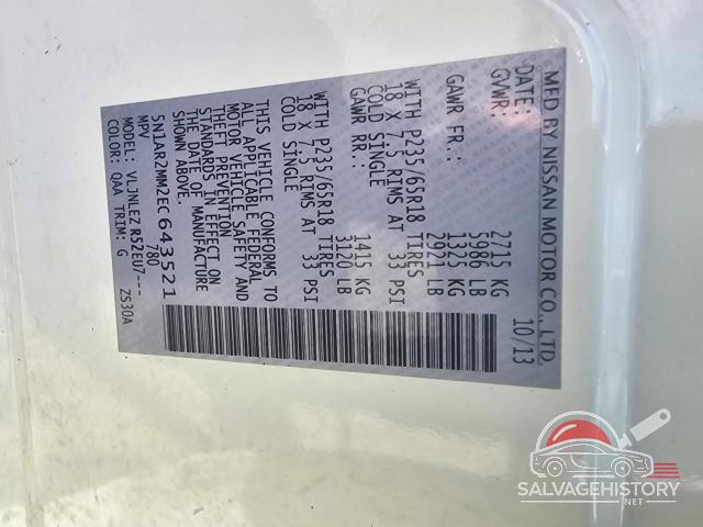 5N1AR2MM2EC643521 2014 NISSAN PATHFINDER photo no. 10