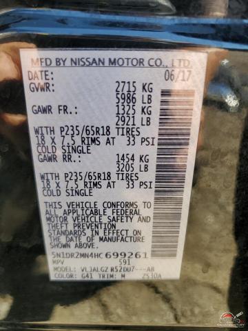 5N1DR2MN4HC699261 2017 NISSAN PATHFINDER photo no. 13