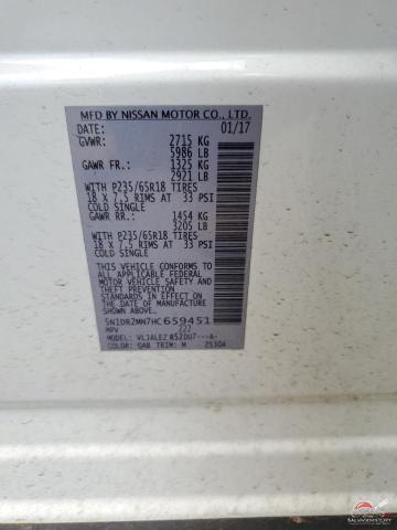 5N1DR2MN7HC659451 2017 NISSAN PATHFINDER photo no. 12