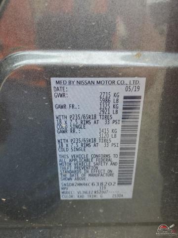 5N1DR2MM4KC638202 2019 NISSAN PATHFINDER photo no. 13