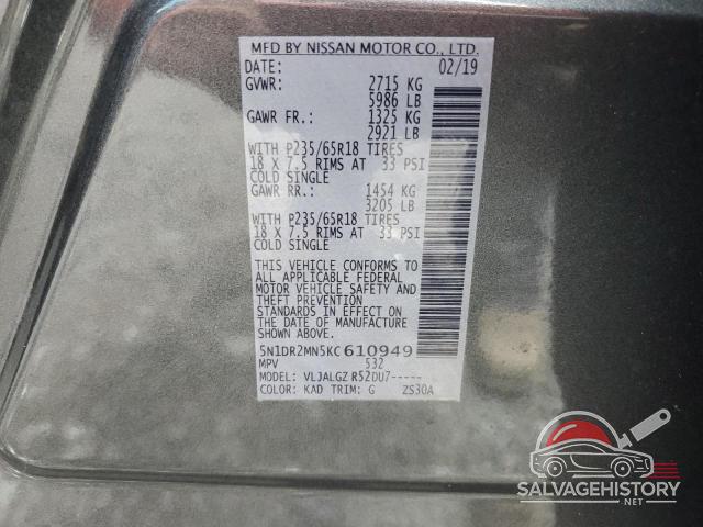 5N1DR2MN5KC610949 2019 NISSAN PATHFINDER photo no. 13